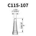 C115 cartridge is compatible with leading soldering stations including JBC, AIFEN, SUGON, YIHUA, and AIXUN models.

The C115 cartridge is optimized for high-precision soldering and repair of miniaturized electronic components.&nbsp;
Engineered to meet the exacting demands of micro-electronics manufacturing and precision repair applications.
Measuring approximately 45mm.

This cartridge comes with a thermal resistance of around 2~3 Ohm.

They only work with&nbsp;T115 Handles.