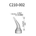 C210 cartridge&nbsp;works with major soldering stations including JBC, AIFEN, SUGON, YIHUA, AIXUN, GEEBOON, and Silverflo models.

C210 cartridges are appropriate for precision soldering jobs, and perfect to work with SMD, under a microscope, or with conventional components.
Measuring approximately 83mm.

This cartridge comes with a thermal resistance of around 2~3 Ohm.

They work with&nbsp;T210 Handles.
