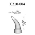 C210 cartridge&nbsp;works with major soldering stations including JBC, AIFEN, SUGON, YIHUA, AIXUN, GEEBOON, and Silverflo models.

C210 cartridges are appropriate for precision soldering jobs, and perfect to work with SMD, under a microscope, or with conventional components.
Measuring approximately 83mm.

This cartridge comes with a thermal resistance of around 2~3 Ohm.

They work with&nbsp;T210 Handles.