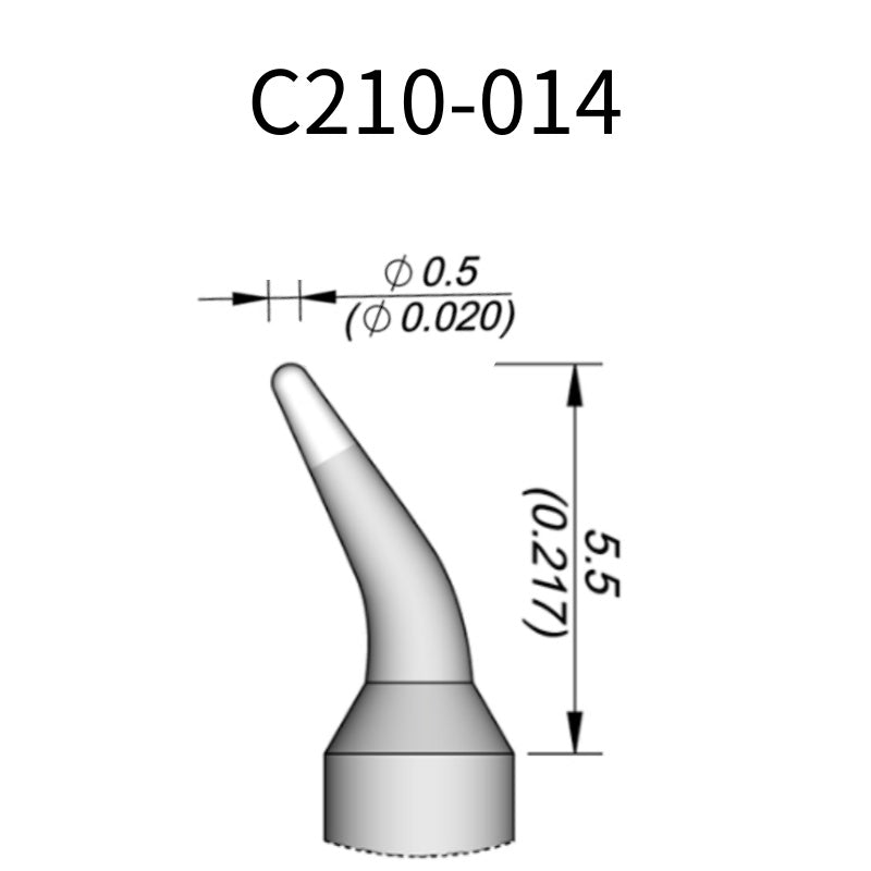 C210 cartridge&nbsp;works with major soldering stations including JBC, AIFEN, SUGON, YIHUA, AIXUN, GEEBOON, and Silverflo models.

C210 cartridges are appropriate for precision soldering jobs, and perfect to work with SMD, under a microscope, or with conventional components.
Measuring approximately 83mm.

This cartridge comes with a thermal resistance of around 2~3 Ohm.

They work with&nbsp;T210 Handles.