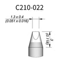 C210 cartridge&nbsp;works with major soldering stations including JBC, AIFEN, SUGON, YIHUA, AIXUN, GEEBOON, and Silverflo models.

C210 cartridges are appropriate for precision soldering jobs, and perfect to work with SMD, under a microscope, or with conventional components.
Measuring approximately 83mm.

This cartridge comes with a thermal resistance of around 2~3 Ohm.

They work with&nbsp;T210 Handles.
