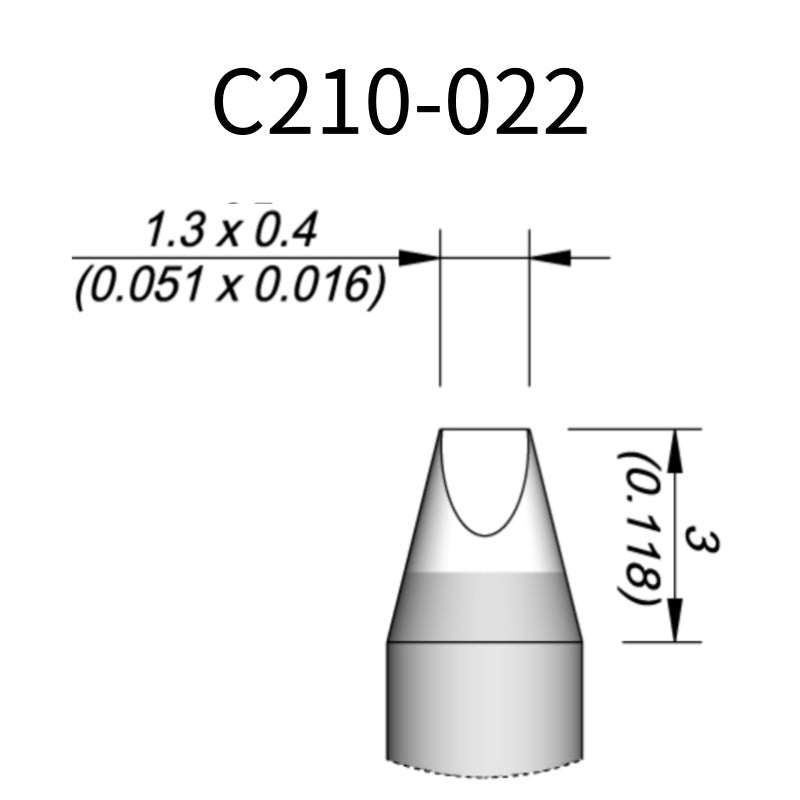 C210 cartridge&nbsp;works with major soldering stations including JBC, AIFEN, SUGON, YIHUA, AIXUN, GEEBOON, and Silverflo models.

C210 cartridges are appropriate for precision soldering jobs, and perfect to work with SMD, under a microscope, or with conventional components.
Measuring approximately 83mm.

This cartridge comes with a thermal resistance of around 2~3 Ohm.

They work with&nbsp;T210 Handles.
