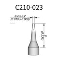 C210 cartridge&nbsp;works with major soldering stations including JBC, AIFEN, SUGON, YIHUA, AIXUN, GEEBOON, and Silverflo models.

C210 cartridges are appropriate for precision soldering jobs, and perfect to work with SMD, under a microscope, or with conventional components.
Measuring approximately 83mm.

This cartridge comes with a thermal resistance of around 2~3 Ohm.

They work with&nbsp;T210 Handles.