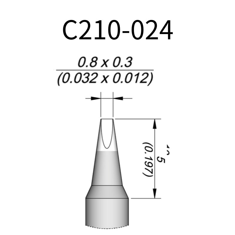 C210 cartridge&nbsp;works with major soldering stations including JBC, AIFEN, SUGON, YIHUA, AIXUN, GEEBOON, and Silverflo models.

C210 cartridges are appropriate for precision soldering jobs, and perfect to work with SMD, under a microscope, or with conventional components.
Measuring approximately 83mm.

This cartridge comes with a thermal resistance of around 2~3 Ohm.

They work with&nbsp;T210 Handles.