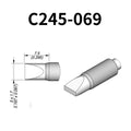 C245 cartridge range is the most conventional one of JBC, AIFEN, SUGON, YIHUA, AIXUN, GEEBOON, Silverflo with many shapes, sizes and special models.
They are appropriate for general soldering purposes and they are perfect for both SMD components or for applications with high power requirements such as ground plane soldering.

Measuring approximately 100mm.

This cartridge comes with a thermal resistance of around 2~3 Ohm.

They work with T245 Handles.