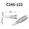 C245 cartridge range is the most conventional one of JBC, AIFEN, SUGON, YIHUA, AIXUN, GEEBOON, Silverflo with many shapes, sizes and special models.
They are appropriate for general soldering purposes and they are perfect for both SMD components or for applications with high power requirements such as ground plane soldering.

Measuring approximately 100mm.

This cartridge comes with a thermal resistance of around 2~3 Ohm.

They work with T245 Handles.