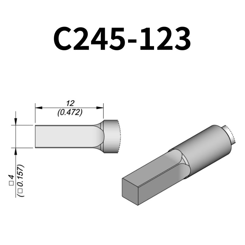 C245 cartridge range is the most conventional one of JBC, AIFEN, SUGON, YIHUA, AIXUN, GEEBOON, Silverflo with many shapes, sizes and special models.
They are appropriate for general soldering purposes and they are perfect for both SMD components or for applications with high power requirements such as ground plane soldering.

Measuring approximately 100mm.

This cartridge comes with a thermal resistance of around 2~3 Ohm.

They work with T245 Handles.