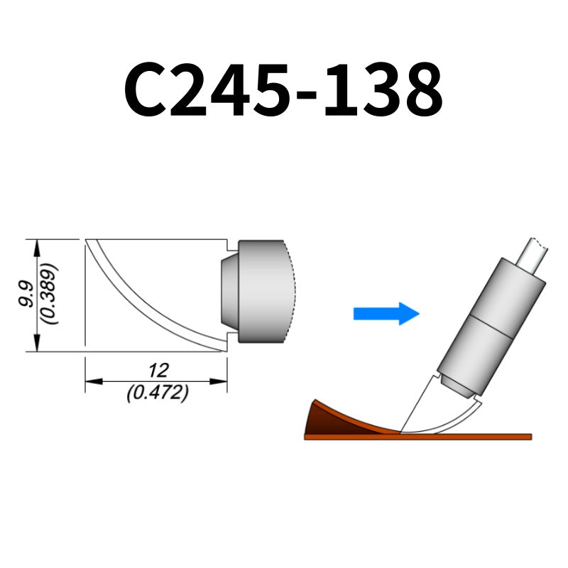 C245 cartridge range is the most conventional one of JBC, AIFEN, SUGON, YIHUA, AIXUN, GEEBOON, Silverflo with many shapes, sizes and special models.
They are appropriate for general soldering purposes and they are perfect for both SMD components or for applications with high power requirements such as ground plane soldering.

Measuring approximately 100mm.

This cartridge comes with a thermal resistance of around 2~3 Ohm.

They work with T245 Handles.