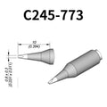 C245 cartridge range is the most conventional one of JBC, AIFEN, SUGON, YIHUA, AIXUN, GEEBOON, Silverflo with many shapes, sizes and special models.
They are appropriate for general soldering purposes and they are perfect for both SMD components or for applications with high power requirements such as ground plane soldering.

Measuring approximately 100mm.

This cartridge comes with a thermal resistance of around 2~3 Ohm.

They work with T245 Handles.
