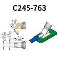 C245 cartridge range is the most conventional one of JBC, AIFEN, SUGON, YIHUA, AIXUN, GEEBOON, Silverflo with many shapes, sizes and special models.
They are appropriate for general soldering purposes and they are perfect for both SMD components or for applications with high power requirements such as ground plane soldering.

Measuring approximately 97mm.

This cartridge comes with a thermal resistance of around 2~3 Ohm.

They work with T245 Handles.