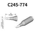 C245 cartridge range is the most conventional one of JBC, AIFEN, SUGON, YIHUA, AIXUN, GEEBOON, Silverflo with many shapes, sizes and special models.
They are appropriate for general soldering purposes and they are perfect for both SMD components or for applications with high power requirements such as ground plane soldering.

Measuring approximately 100mm.

This cartridge comes with a thermal resistance of around 2~3 Ohm.

They work with T245 Handles.