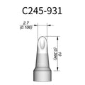 C245 cartridge range is the most conventional one of JBC, AIFEN, SUGON, YIHUA, AIXUN, GEEBOON, Silverflo with many shapes, sizes and special models.
They are appropriate for general soldering purposes and they are perfect for both SMD components or for applications with high power requirements such as ground plane soldering.

Measuring approximately 100mm.

This cartridge comes with a thermal resistance of around 2.5 Ohm.

They work with T245 Handles.

If you need any other model products, please kindly con
