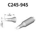 C245 cartridge range is the most conventional one of JBC, AIFEN, SUGON, YIHUA, AIXUN, GEEBOON, Silverflo with many shapes, sizes and special models.
They are appropriate for general soldering purposes and they are perfect for both SMD components or for applications with high power requirements such as ground plane soldering.

Measuring approximately 100mm.

This cartridge comes with a thermal resistance of around 2~3 Ohm.

They work with T245 Handles.