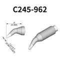 C245 cartridge range is the most conventional one of JBC, AIFEN, SUGON, YIHUA, AIXUN, GEEBOON, Silverflo with many shapes, sizes and special models.
They are appropriate for general soldering purposes and they are perfect for both SMD components or for applications with high power requirements such as ground plane soldering.

Measuring approximately 100mm.

This cartridge comes with a thermal resistance of around 2~3 Ohm.

They work with T245 Handles.