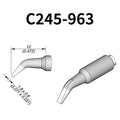 C245 cartridge range is the most conventional one of JBC, AIFEN, SUGON, YIHUA, AIXUN, GEEBOON, Silverflo with many shapes, sizes and special models.
They are appropriate for general soldering purposes and they are perfect for both SMD components or for applications with high power requirements such as ground plane soldering.

Measuring approximately 100mm.

This cartridge comes with a thermal resistance of around 2~3 Ohm.

They work with T245 Handles.