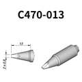 The C470 soldering tip is engineered to handle high-thermal-demand applications with superior heat retention and transfer efficiency.
Maximize your soldering setup's versatility with the C470 tip, compatible with both the T470 heavy-duty iron and HT470 tweezer.
Measuring approximately 122mm.

This cartridge comes with a thermal resistance of around 7 Ohm.

They work ONLY with T470 Handles.