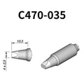 The C470 soldering tip is engineered to handle high-thermal-demand applications with superior heat retention and transfer efficiency.
Maximize your soldering setup's versatility with the C470 tip, compatible with both the T470 heavy-duty iron and HT470 tweezer.
Measuring approximately 122mm.

This cartridge comes with a thermal resistance of around 7 Ohm.

They work ONLY with T470 Handles.