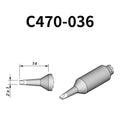 The C470 soldering tip is engineered to handle high-thermal-demand applications with superior heat retention and transfer efficiency.
Maximize your soldering setup's versatility with the C470 tip, compatible with both the T470 heavy-duty iron and HT470 tweezer.
Measuring approximately 122mm.

This cartridge comes with a thermal resistance of around 7 Ohm.

They work ONLY with T470 Handles.