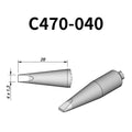The C470 soldering tip is engineered to handle high-thermal-demand applications with superior heat retention and transfer efficiency.
Maximize your soldering setup's versatility with the C470 tip, compatible with both the T470 heavy-duty iron and HT470 tweezer.
Measuring approximately 122mm.

This cartridge comes with a thermal resistance of around 7 Ohm.

They work ONLY with T470 Handles.