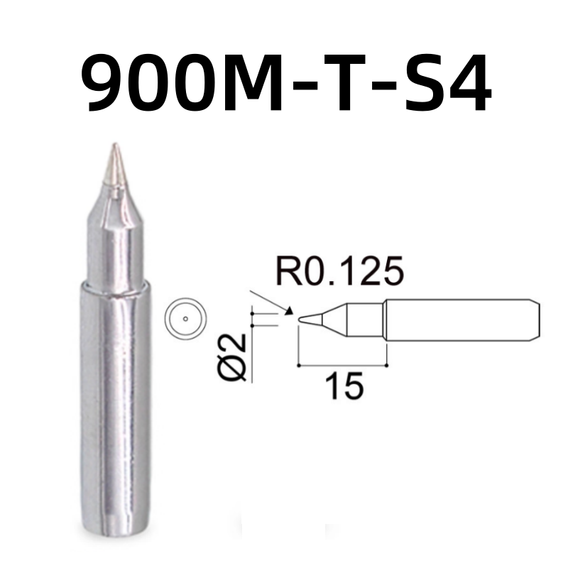 Shape: Conical Tip, R0.125 X 15MM.
Applicable models: 928, 936, 938 soldering station.
Compatible for: 900M, 900M-ESD, 907, 907-ESD, 933 soldering iron handle.
Other models: 900M-T-1C, 900M-T-1CF, 900M-T-2C, 900M-T-2CF, 900M-T-3C, 900M-T-3CF, 900M-T-4C, 900M-T-4CF, 900M-T-0.5C, 900M-T-0.8C, 900M-T-0.8D, 900M-T-1.2D, 900M-T-1.6D, 900M-T-2.4D, 900M-T-3.2D, 900M-T-S3, 900M-T-SB, 900M-T-LB, 900M-T-1.8H, 900M-T-1.2LD.

If you need any other model products, please kindly contact us.&nbsp;