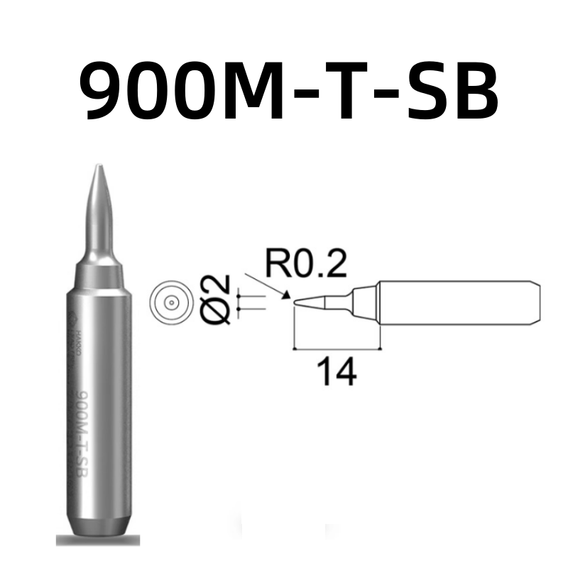 Shape: Conical Tip, R0.2 X 14MM.
Applicable models: 928, 936, 938 soldering station.
Compatible for: 900M, 900M-ESD, 907, 907-ESD, 933 soldering iron handle.
Other models: 900M-T-1C, 900M-T-1CF, 900M-T-2C, 900M-T-2CF, 900M-T-3C, 900M-T-3CF, 900M-T-4C, 900M-T-4CF, 900M-T-0.5C, 900M-T-0.8C, 900M-T-0.8D, 900M-T-1.2D, 900M-T-1.6D, 900M-T-2.4D, 900M-T-3.2D, 900M-T-S3, 900M-T-LB, 900M-T-1.8H, 900M-T-S4, 900M-T-1.2LD.

If you need any other model products, please kindly contact us.&nbsp;