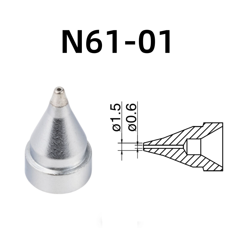 Inner Diameter: 0.6MM Outer Diameter: 1.5MM.

Compatible for: FR-301, FR-4101, FR-4103 Desoldering Tin Gun.
Other models: N61-02, N61-03, N61-04, N61-05, N61-06, N61-07, N61-08, N61-09, N61-10, N61-11, N61-12, N61-13, N61-14, N61-15, N61-16.

If you need any other model products, please kindly contact us.&nbsp;