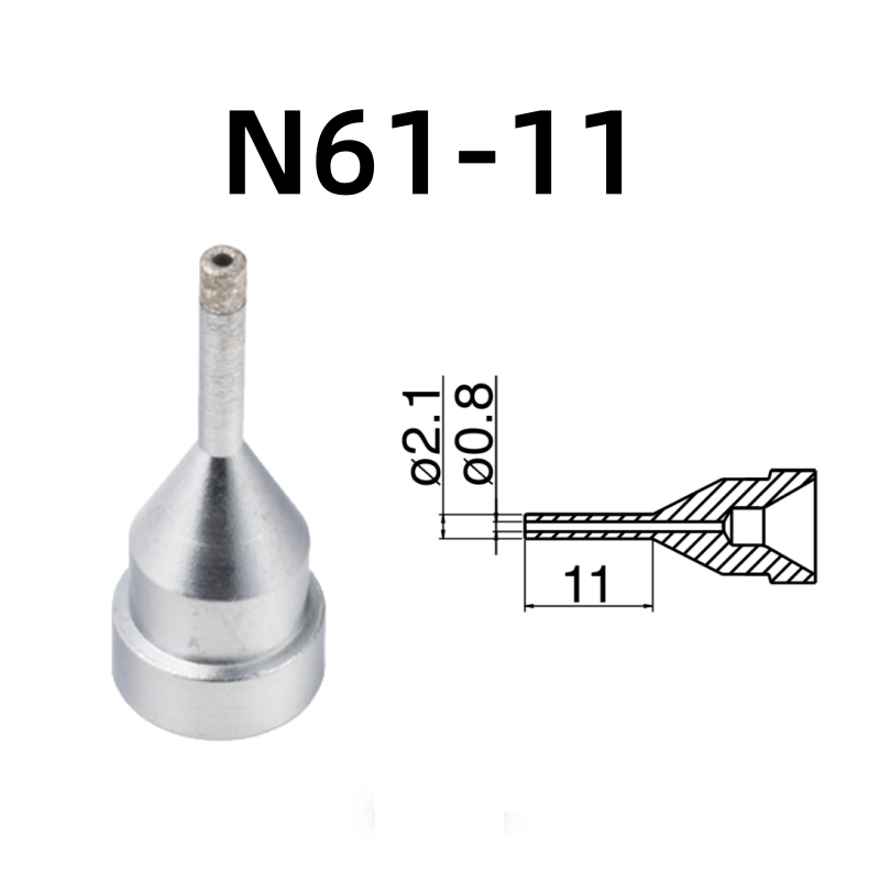 Inner Diameter: 0.8MM Outer Diameter: 2.1MM.

Compatible for: FR-301, FR-4101, FR-4103 Desoldering Tin Gun.
Other models: N61-01, N61-02, N61-03, N61-04, N61-05, N61-06, N61-07, N61-08, N61-09, N61-10, N61-12, N61-13, N61-14, N61-15, N61-16.

If you need any other model products, please kindly contact us.&nbsp;