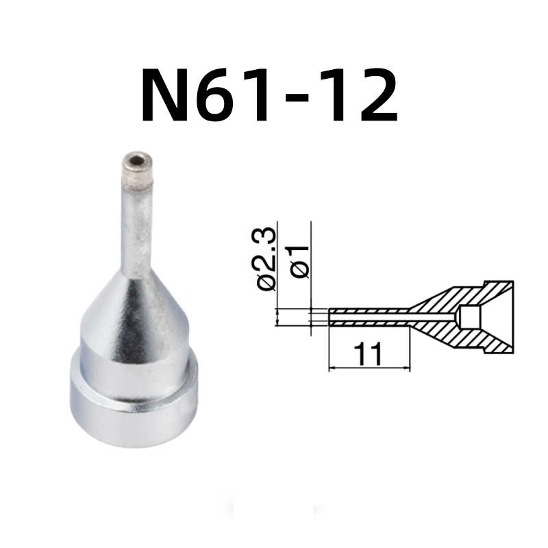 Inner Diameter: 1.0MM Outer Diameter: 2.3MM.

Compatible for: FR-301, FR-4101, FR-4103 Desoldering Tin Gun.
Other models: N61-01, N61-02, N61-03, N61-04, N61-05, N61-06, N61-07, N61-08, N61-09, N61-10, N61-11, N61-13, N61-14, N61-15, N61-16.

If you need any other model products, please kindly contact us.&nbsp;