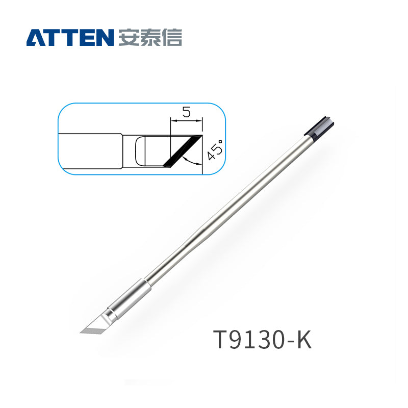 Other T9130 Series Models: T9130-K, SK, 2.0SK, SI,
T9130-1,0I, 0,5I, 0,1SI, 0,2SI, 0,3SI, 0,1IS, 0,3IS, 0,5IS,
T9130-1,2C, 2,4C, 4,6C, 1,6D, 2,4D, 3,2D, 4,6D.
Compatible with ST-9150/ST-1509 (130W) station and Y9130 soldering irons.