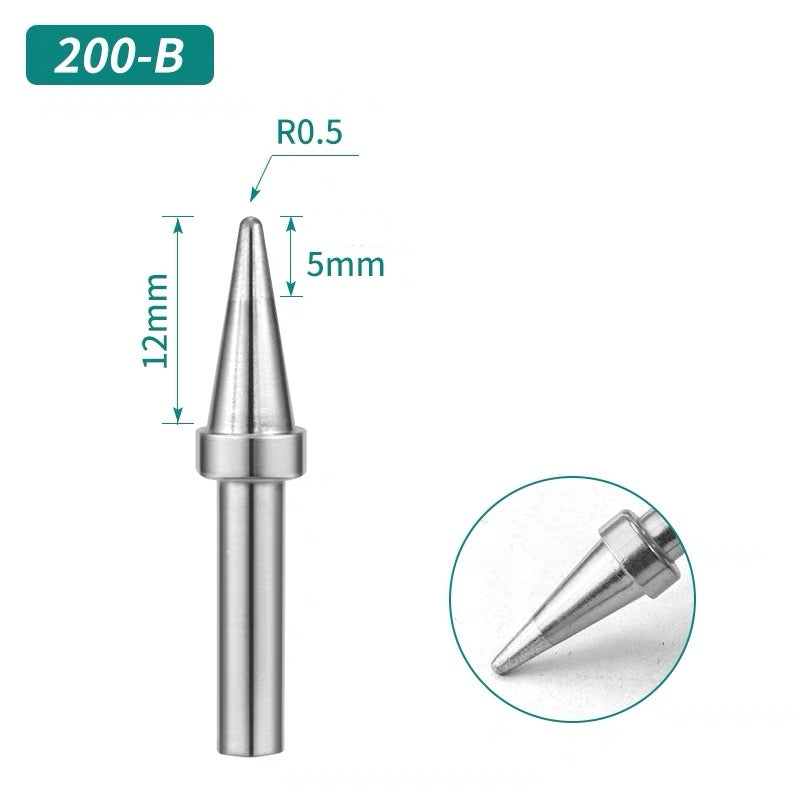 Shape: Conical Tip, R0.5 X 12MM.
Total length: 31.5mm
Inner diameter: 2.0mm
Outer diameter: 4.0mm
Compatible for: QUICK TS2200/203H/503/504/203D/376D&nbsp;Soldering Station.
Other QUICK 200 Tips Model: 200-I, 200-J, 200-2B, 200-LB, 200-SK, 200-K, 200-LK, 200-1C, 200-2C, 200-3C, 200-4C, 200-5C, 200-0.8D, 200-1.2D, 200-1.6D, 200-2.4D, 200-3.2D.


If you need any other model products, please kindly contact us.
