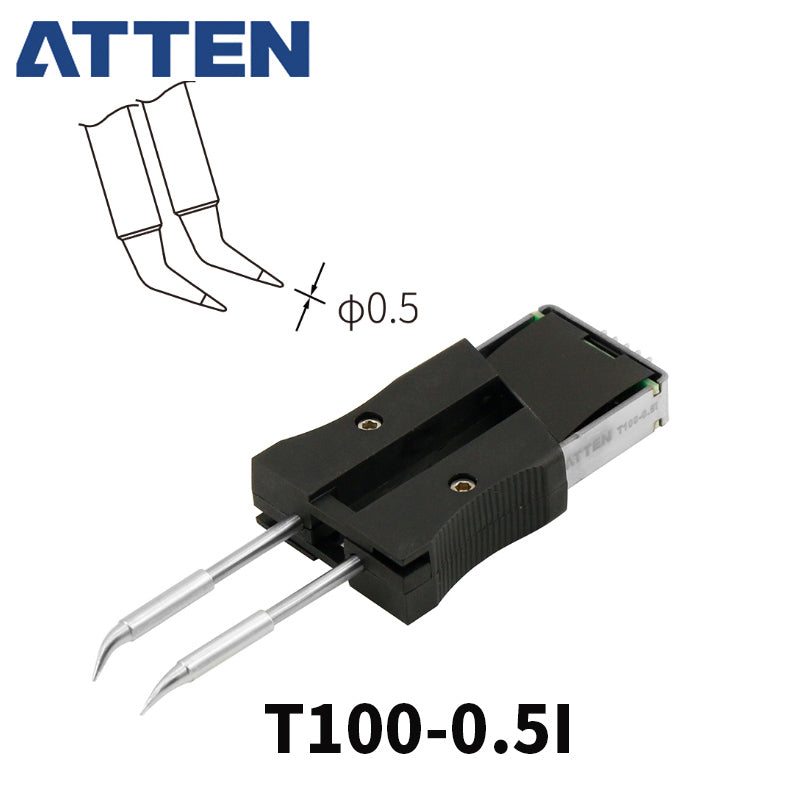 Other T100 Series Models: T100-0,2I, 0,5I, 1,0I, 0,7D, 0,7DS, 1,3D, 2,2D.
Compatible with GT-6200 soldering station tweezer.
The Atten GT-6200 station’s precision tweezer tip delivers exceptional performance, allowing you to handle intricate soldering tasks with confidence and precision. It provides consistent heat transfer and robust durability to meet the demands of professional applications.