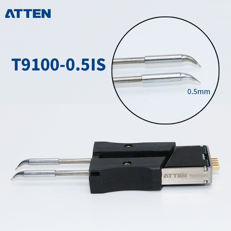 The ATTEN GT-T9100 tweezer tip delivers precision soldering for delicate electronic work. Engineered for the ST-1509 station, this tip excels at micro-component placement and fine-pitch assembly tasks.
The specialized tweezer design provides superior control and accessibility in confined spaces, making it ideal for SMD rework, jewelry repair, and intricate circuit board modifications.