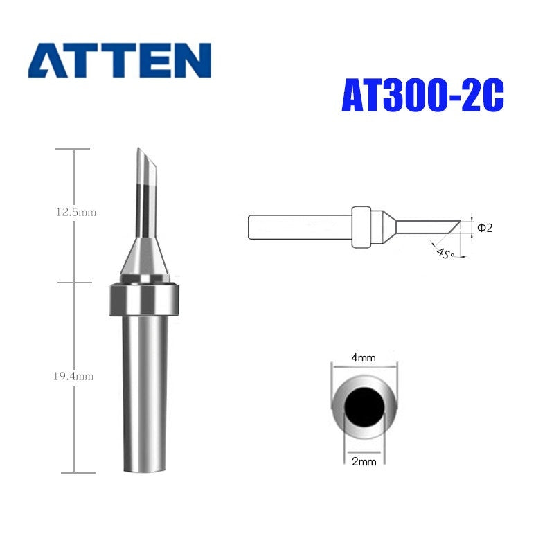 Total length: 31,9 mm
Outer diameter shaft: 4 mm
Inner diameter shaft: 2 mm
Other T300 Series Models: T300-B, K,SK, &nbsp;I, IS, LI, H, RT, 1C, 2C, 3C, 4C,
T300-0,8D, 1,2D, 1,6D, 2,4D, 3,2D,4,2D
Compatible with AT306H AT306DH ST3090, 203H/203/204/204H
503/504 (90W) series Soldering Station.