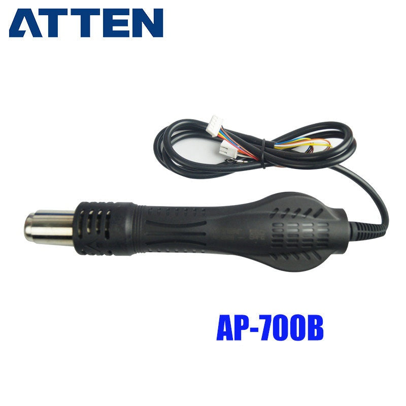 Model: AP-700B

Product Type: Hot air gun handle

Compatible Models: ATTEN AT-8580+, AT-8586.

Interface: Must match the original machine interface

Voltage Options: Standard version; 110V version available upon request

Application: Replacement hot air gun handle for ATTEN rework stations.

If you need any other model products, please kindly contact us.