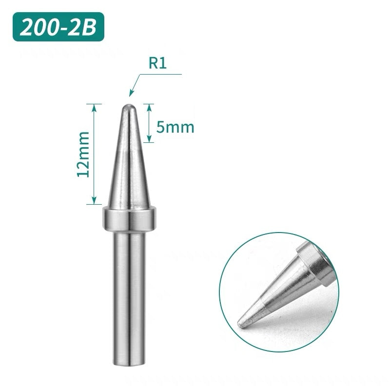 Shape: Conical Tip, R1 X 12MM.
Total length: 31.5mm
Inner diameter: 2.0mm
Outer diameter: 4.0mm
Compatible for: QUICK TS2200/203H/503/504/203D/376D&nbsp;Soldering Station.
Other QUICK 200 Tips Model: 200-I, 200-J, 200-B, 200-LB, 200-SK, 200-K, 200-LK, 200-1C, 200-2C, 200-3C, 200-4C, 200-5C, 200-0.8D, 200-1.2D, 200-1.6D, 200-2.4D, 200-3.2D.


If you need any other model products, please kindly contact us.