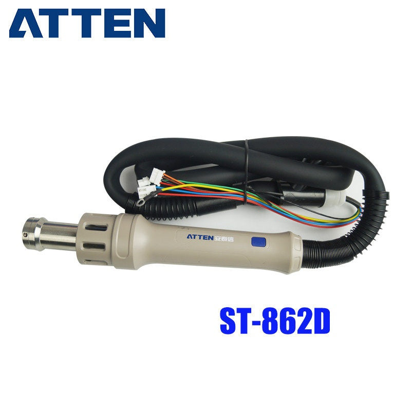 Model: ST-862D

Product Type: Hot air gun handle

Compatible Models: ATTEN ST-862D.

Interface: Must match the original machine interface

Voltage Options: Standard version; 110V version available upon request

Application: Replacement hot air gun handle for ATTEN rework stations.

If you need any other model products, please kindly contact us.