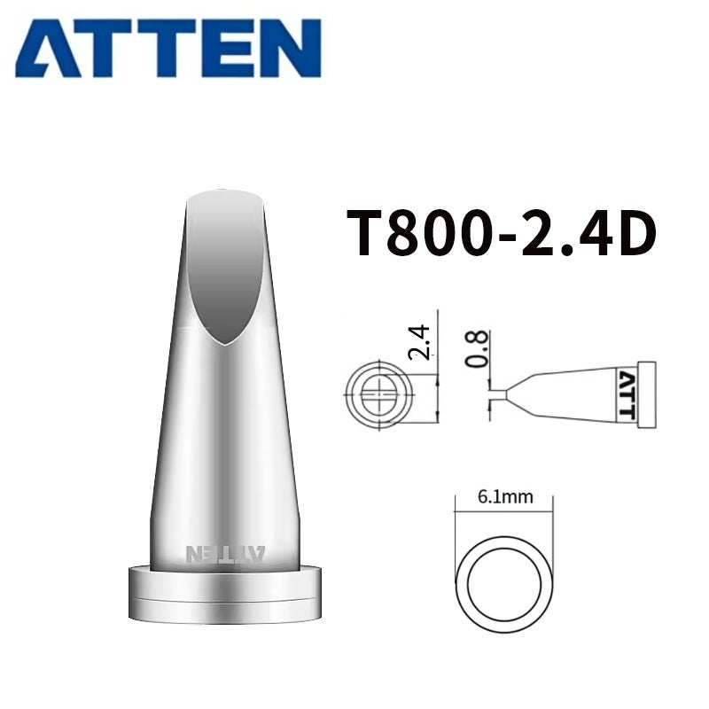 Total length: 13 mm
Outer diameter shaft: 6,1 mm
Other T800 Series Models: T800-K, SK, 0,25I, 0,5I, 1,0I, 1,4I,&nbsp;
T800-1,2C, 2,4C, 3,2C, 4,6C,&nbsp;
T800-0,8D, 1,6D, 2,4D, 3,2D, 4,6D,
Compatible with ST-100, MS-800, AT90DH soldering station iron.