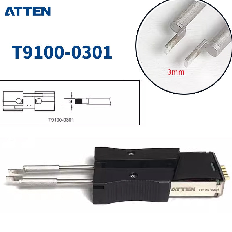 The ATTEN GT-T9100 tweezer tip delivers precision soldering for delicate electronic work. Engineered for the ST-1509 station, this tip excels at micro-component placement and fine-pitch assembly tasks.
The specialized tweezer design provides superior control and accessibility in confined spaces, making it ideal for SMD rework, jewelry repair, and intricate circuit board modifications.