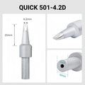 Total length: 61mm
Head diameter: 4.2mm
Inner diameter: 2.0mm
Outer diameter: 9.0mm
Compatible for: QUICK 206B, 206C, 206D Soldering Station.
Other QUICK 501 Models: 501-5C, 501-6C, 501-8C-01, 501-10C-01, 501-2.4D, 501-3.5D, 501-5D, 501-6D, 501-8D, 501-10D, 501-16D, 501-6D-01, 501-8D-02, 501-10D-01, 501-16D-01, 501-K, 501-B-01, 501-8D-01.


If you need any other model products, please kindly contact us.