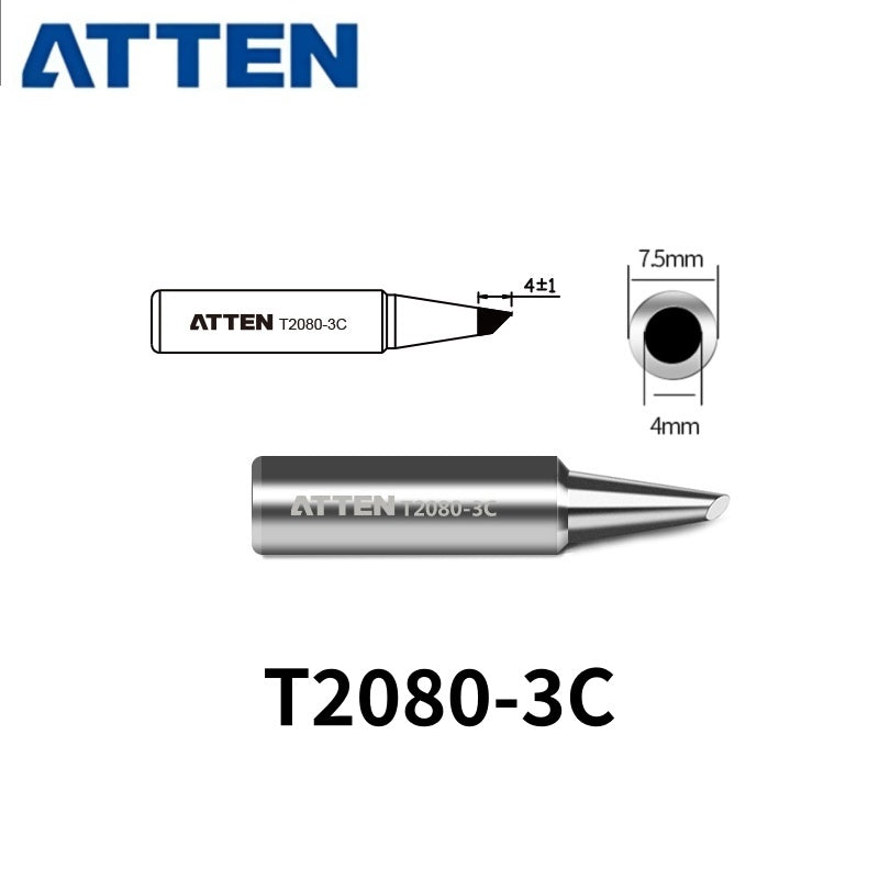 Total length: 46 mm
Outer diameter shaft: 7,5 mm
Inner diameter shaft: 4 mm
Other T2080 Series Models: T2080-B, K,SK, I, 3C, 5C, 6,4C,&nbsp;
T2080-0,8D, 1,2D, 1,6D, 2,4D, 3,2D, 4,6D, 6,5D
Compatible with ST-2080, ST-2080D (80W) Soldering Station.