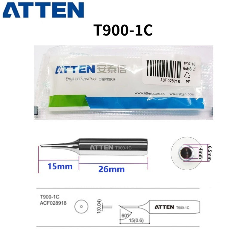 Total length: 41 mm

Outer diameter shaft: 6,5 mm
Inner diameter shaft: 4.0mm
Other T900 Series Models: T900-K, SK, 1,6K, 2,0SK,
T900-B, LB, I, SI,0.2SI, SB, IS, 0.2IS, 0.5IS
T900-0,5C, 0,8C, 1C, 2C, 3C, 4C,&nbsp;
T900-0,8D, 1,2D, 1,6D, 2,4D, 3,2D,
T900 Series soldering tips compatible with AT937/937A/938D/980E/989/989D/939, AT8586, AT8502D, SA-50/ST-2090D, ST-60, ST-80, ST-965, ST-2065D, ST-8865.