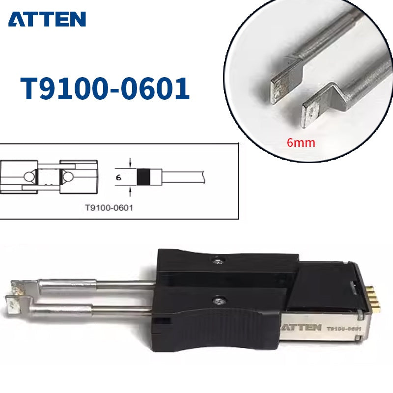 The ATTEN GT-T9100 tweezer tip delivers precision soldering for delicate electronic work. Engineered for the ST-1509 station, this tip excels at micro-component placement and fine-pitch assembly tasks.
The specialized tweezer design provides superior control and accessibility in confined spaces, making it ideal for SMD rework, jewelry repair, and intricate circuit board modifications.