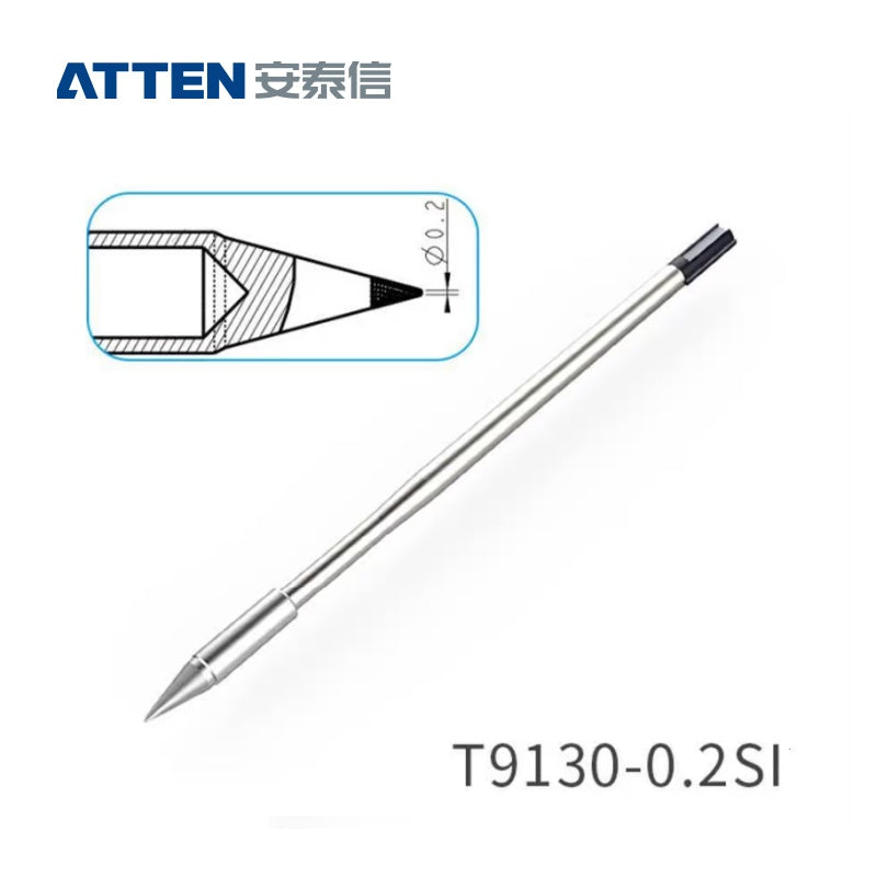 Other T9130 Series Models: T9130-K, SK, 2.0SK, SI,
T9130-1,0I, 0,5I, 0,1SI, 0,2SI, 0,3SI, 0,1IS, 0,3IS, 0,5IS,
T9130-1,2C, 2,4C, 4,6C, 1,6D, 2,4D, 3,2D, 4,6D.
Compatible with ST-9150/ST-1509 (130W) station and Y9130 soldering irons.