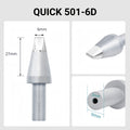 Total length: 55.6mm
Head diameter: 6.0mm
Inner diameter: 2.0mm
Outer diameter: 9.0mm
Compatible for: QUICK 206B, 206C, 206D Soldering Station.
Other QUICK 501 Models: 501-5C, 501-6C, 501-8C-01, 501-10C-01, 501-2.4D, 501-3.5D, 501-4.2D, 501-5D, 501-8D, 501-10D, 501-16D, 501-6D-01, 501-8D-02, 501-10D-01, 501-16D-01, 501-K, 501-B-01, 501-8D-01.


If you need any other model products, please kindly contact us.
