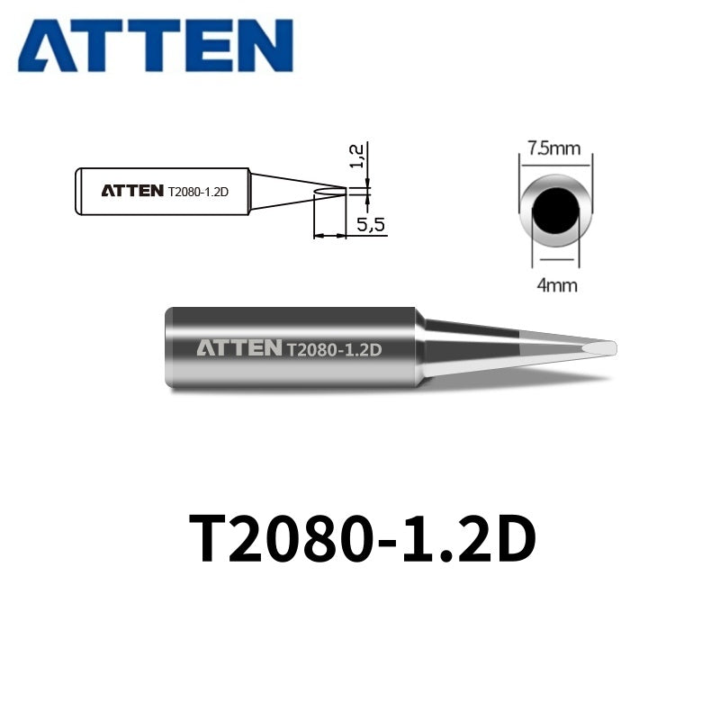 Total length: 46 mm
Outer diameter shaft: 7,5 mm
Inner diameter shaft: 4 mm
Other T2080 Series Models: T2080-B, K,SK, I, 3C, 5C, 6,4C,&nbsp;
T2080-0,8D, 1,2D, 1,6D, 2,4D, 3,2D, 4,6D, 6,5D
Compatible with ST-2080, ST-2080D (80W) Soldering Station.