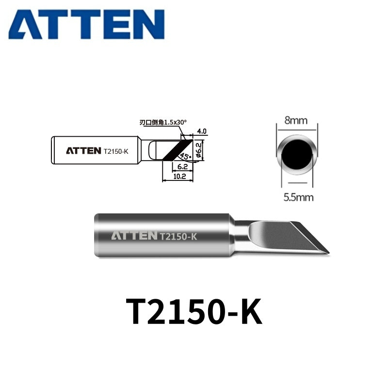 Total length: 46 mm
Outer diameter shaft: 8 mm
Inner diameter shaft: 5,5 mm
Other T2150 Series Models: T2150-B, K, I, 3C, 5C, 7C, 3,2D, 4,6D, 6,5D
Compatible with ST-2150, ST-2150D (150W) Soldering Station.