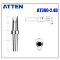 Total length: 31,9 mm
Outer diameter shaft: 4 mm
Inner diameter shaft: 2 mm
Other T300 Series Models: T300-B, K,SK, &nbsp;I, IS, LI, H, RT, 1C, 2C, 3C, 4C,
T300-0,8D, 1,2D, 1,6D, 2,4D, 3,2D,4,2D
Compatible with AT306H AT306DH ST3090, 203H/203/204/204H
503/504 (90W) series Soldering Station.