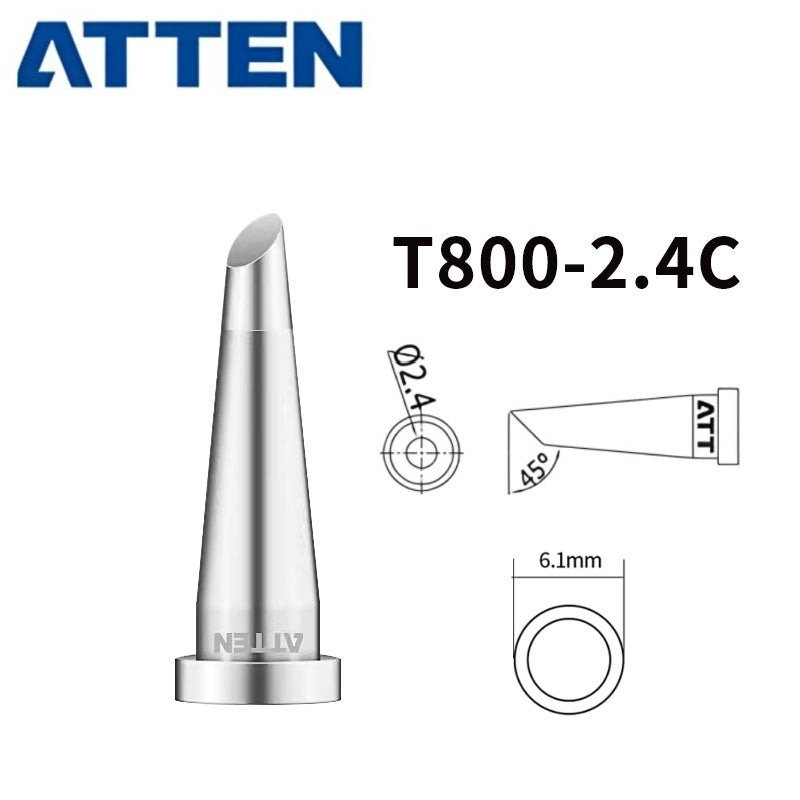 Total length: 18 mm
Outer diameter shaft: 6,1 mm
Other T800 Series Models: T800-K, SK, 0,25I, 0,5I, 1,0I, 1,4I,&nbsp;
T800-1,2C, 2,4C, 3,2C, 4,6C,&nbsp;
T800-0,8D, 1,6D, 2,4D, 3,2D, 4,6D,
Compatible with ST-100, MS-800, AT90DH soldering station iron.