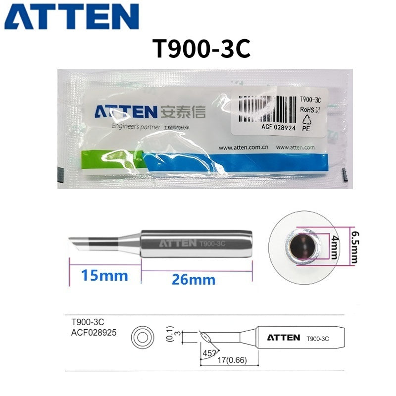 Total length: 41 mm

Outer diameter shaft: 6,5 mm
Inner diameter shaft: 4.0mm
Other T900 Series Models: T900-K, SK, 1,6K, 2,0SK,
T900-B, LB, I, SI,0.2SI, SB, IS, 0.2IS, 0.5IS
T900-0,5C, 0,8C, 1C, 2C, 3C, 4C,&nbsp;
T900-0,8D, 1,2D, 1,6D, 2,4D, 3,2D,
T900 Series soldering tips compatible with AT937/937A/938D/980E/989/989D/939, AT8586, AT8502D, SA-50/ST-2090D, ST-60, ST-80, ST-965, ST-2065D, ST-8865.