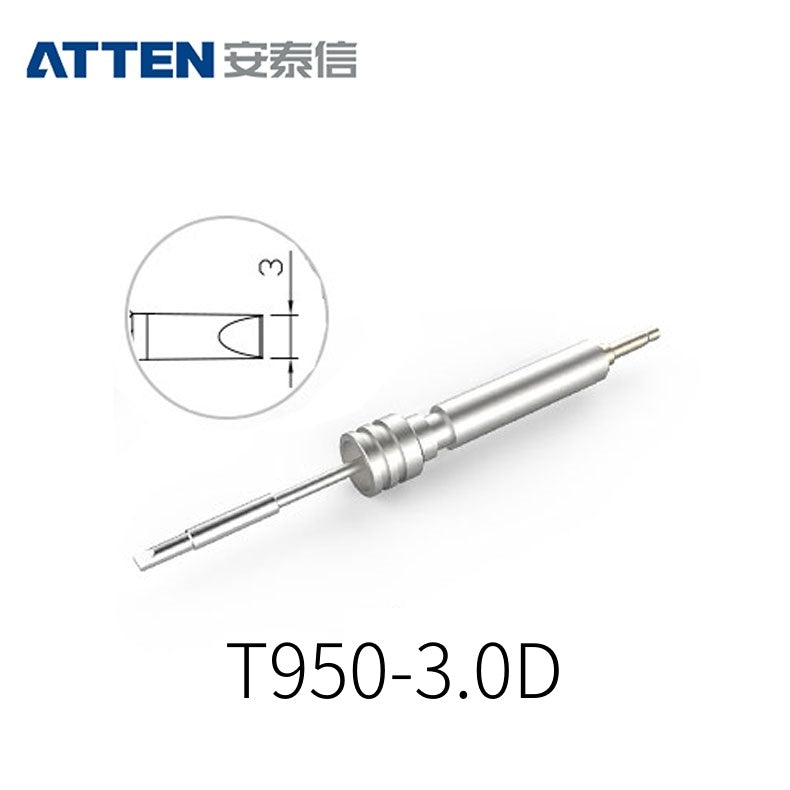 Other T950 Series Models: T950-3,5SK, 2,0SK, 1,3D, 2,2D, 3,0D, 1,2C, 0,5I, 0,1IS, 0,3IS, 0,1SI, 0,3SI.
Compatible with ST-9150/ST-1509 (50W) station and Y950 soldering irons.